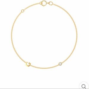 14k gold initial G with diamond bracelet